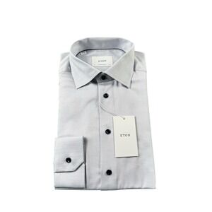 ETON Contemporary Light Blue AOP Pattern L/S Button Front 15.5/39 NWT